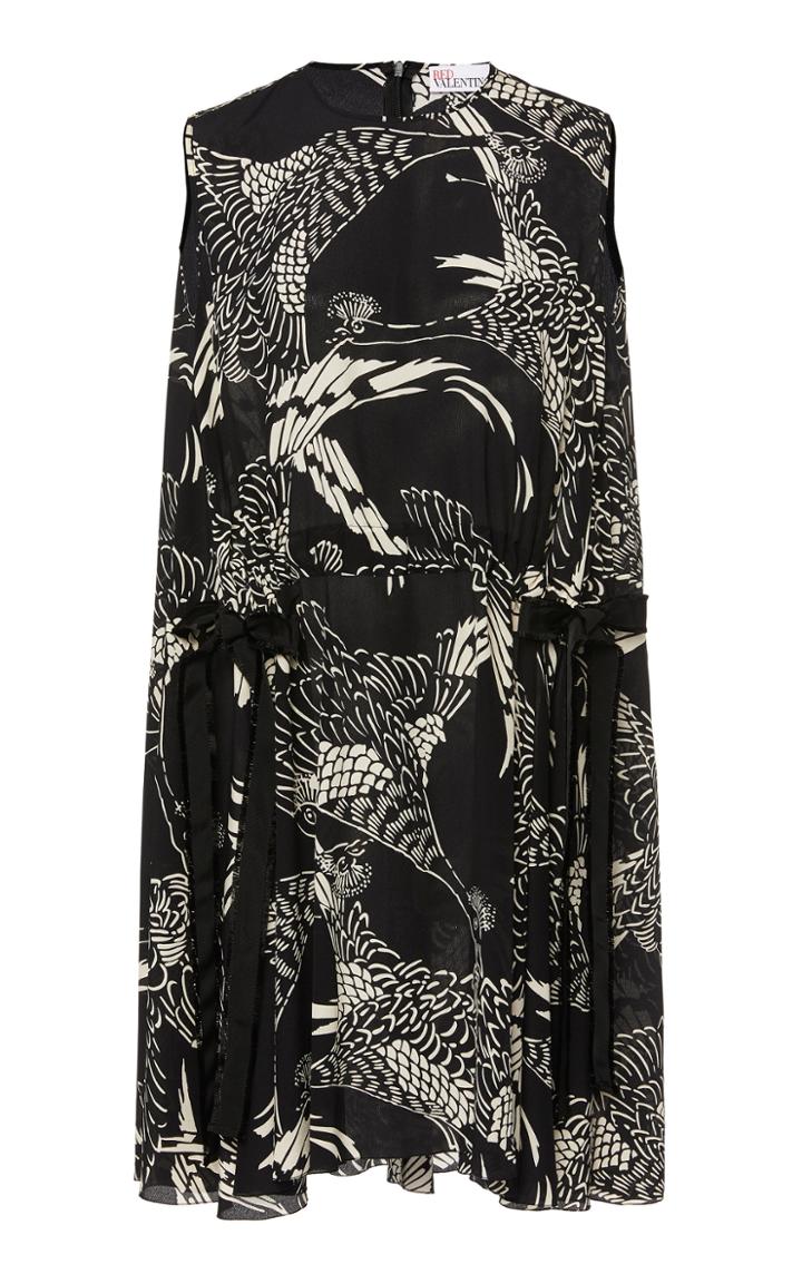 Red Valentino Phoenix Print Silk Dress