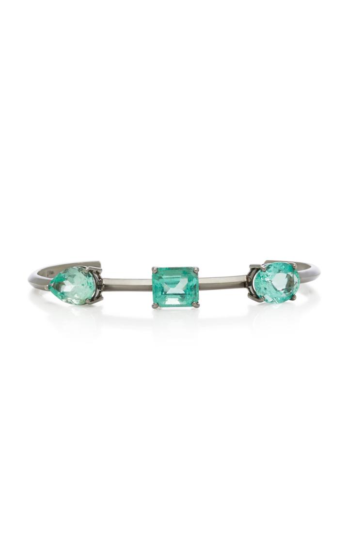Jack Vartanian Rhodium-plated 18k White Gold Emerald Bracelet