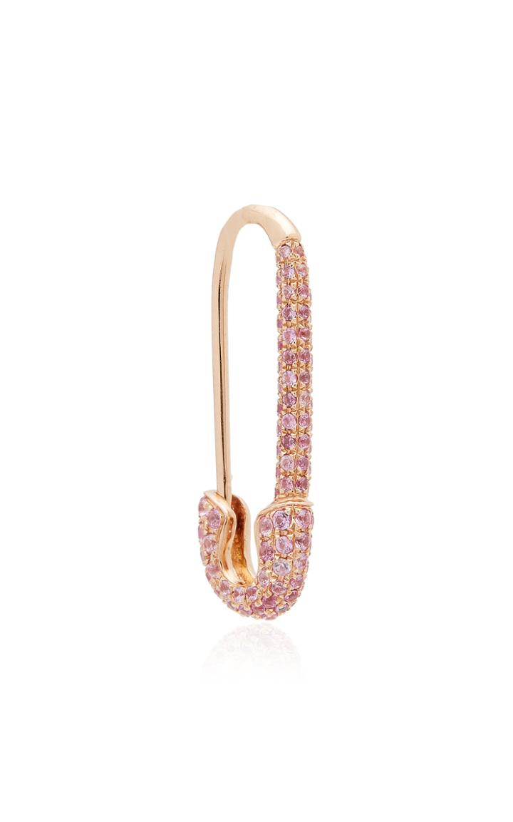 Anita Ko Safety Pin 18k Rose Gold Sapphire Single Earring
