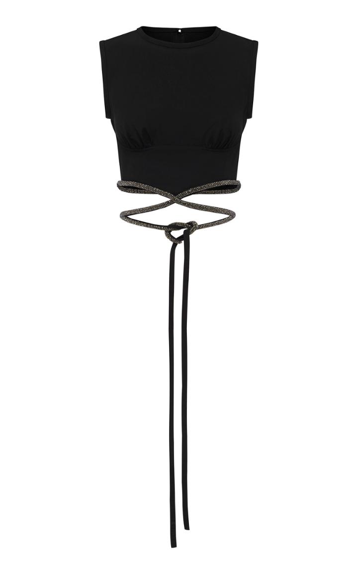 Moda Operandi Christopher Esber Crystal-embellished Gabardine Cropped Top