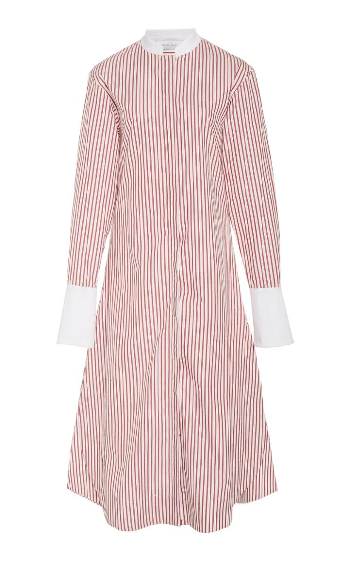 Marina Moscone Striped Cotton-poplin Midi Dress