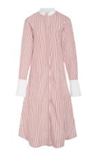 Marina Moscone Striped Cotton-poplin Midi Dress