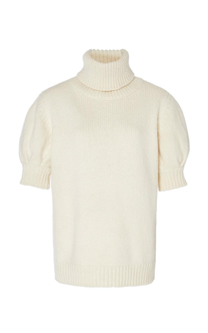 Moda Operandi Adam Lippes Marled Wool-cashmere Puff Sleeve Sweater Size: S