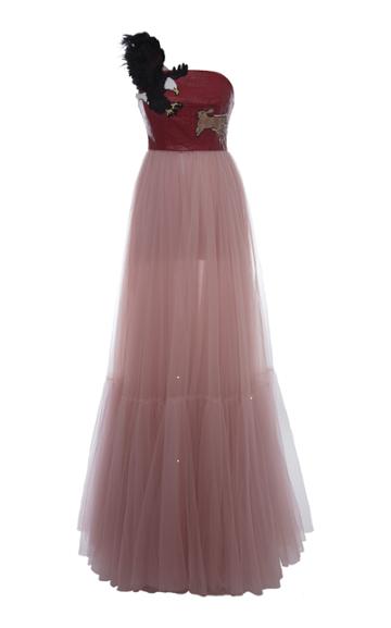 Hussein Bazaza One Shoulder Tulle Dress
