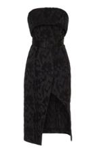 Alexis Isotta Floral Jacquard Strapless Wrap-effect Dress