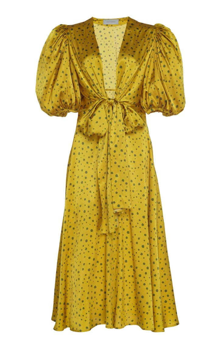 Silvia Tcherassi Lirio Polka-dot Silk-satin Midi Dress