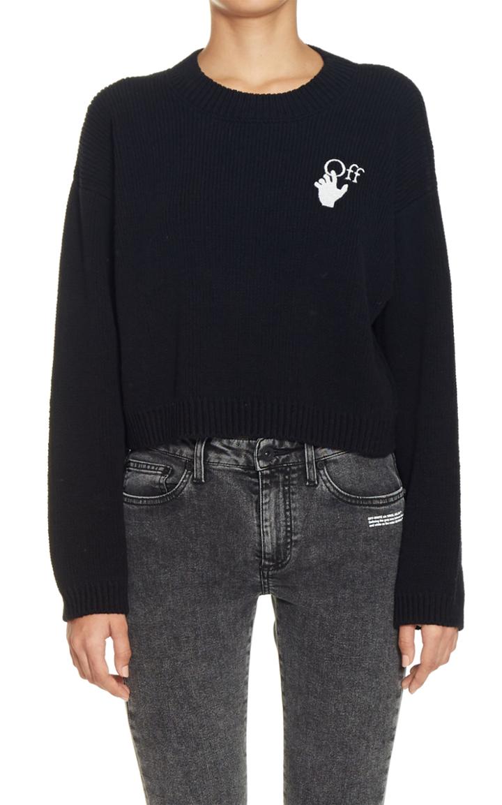 Moda Operandi Off-white C/o Virgil Abloh New Logos Knit Crewneck Sweater Size: 36