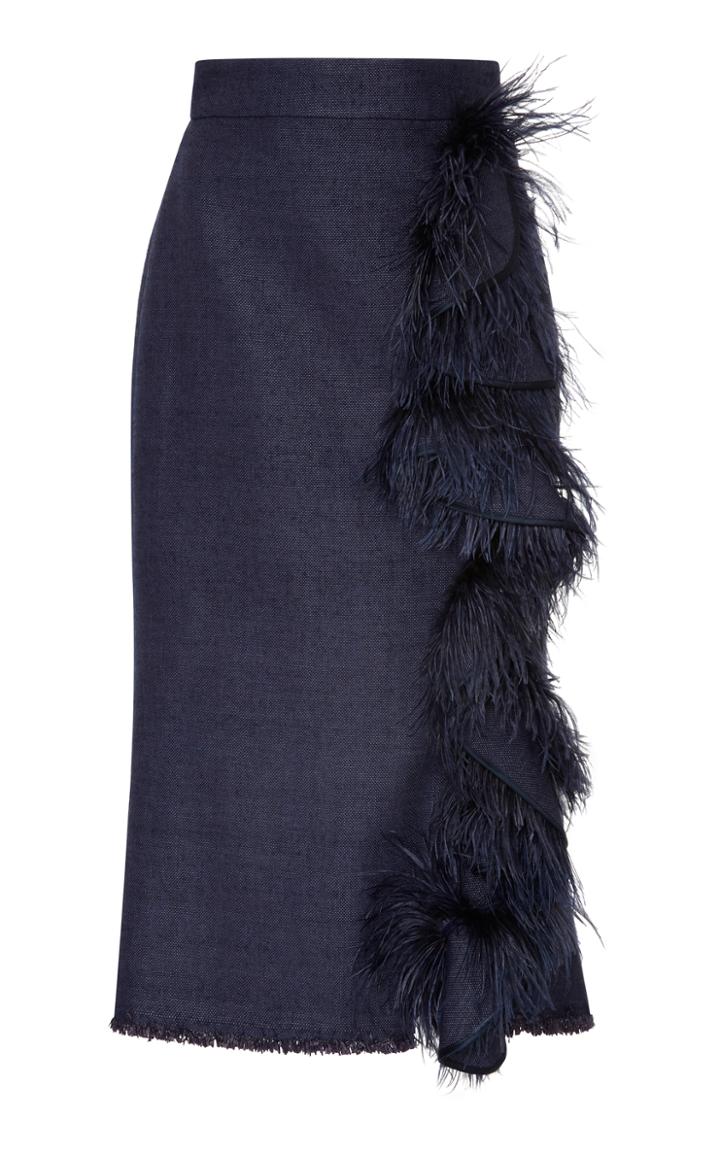 Johanna Ortiz Matucana Indigo Raffia Skirt
