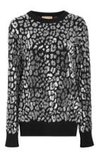 Michael Kors Collection Silver Leopard Embroidered Top