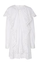 Oscar De La Renta Long Sleeve Eyelet Dress
