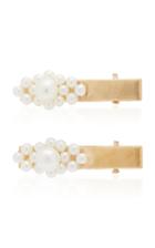 Reliquia Set-of-two Dolores 18k Gold-plated Faux Pearl Hairclips