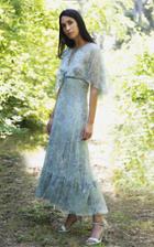 Moda Operandi Luisa Beccaria Cape-sleeve Printed Silk Maxi Dress
