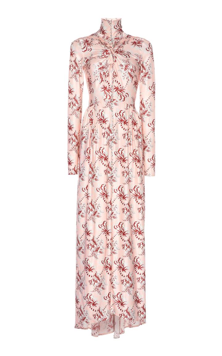 Paco Rabanne High-necked Printed Jersey Maxi Dress