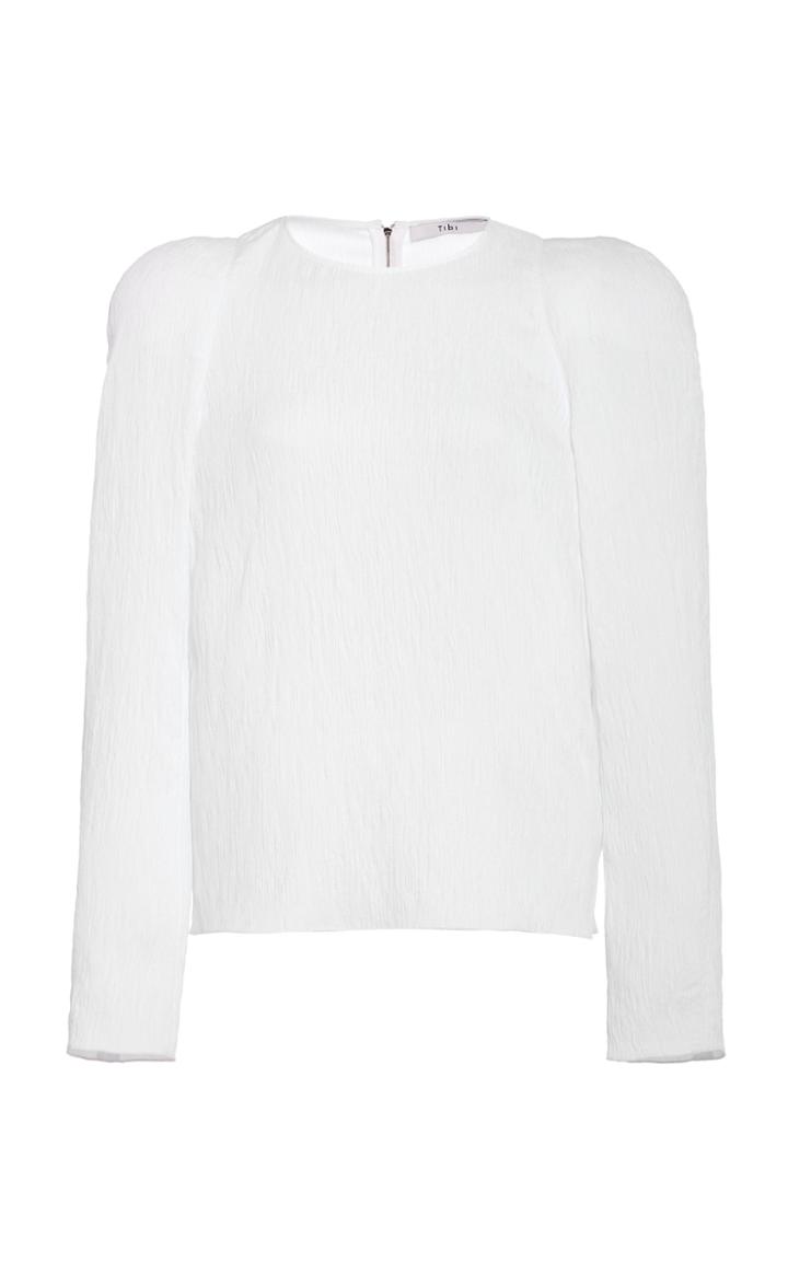 Tibi Viscose Plisse Sculpted Shoulder Top