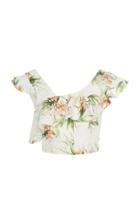 Patbo Printed Lace Ruffle Cropped Top