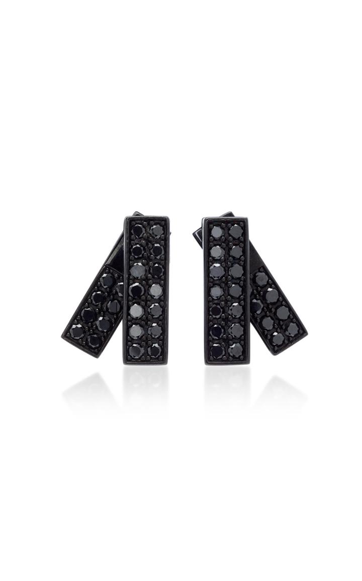 Lynn Ban Jewelry Insignia Rhodium And Black Diamond Earrings