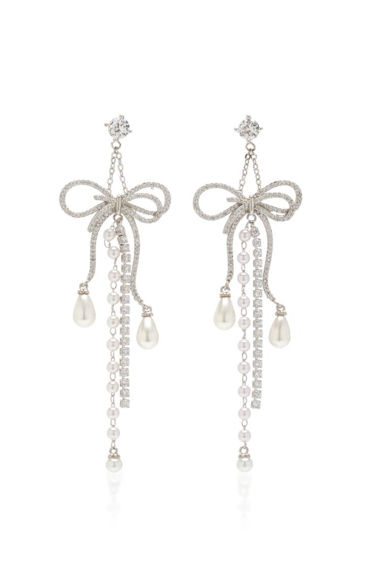 Fallon Silver-tone, Crystal And Pearl Earrings