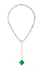 Timeless Pearly Colored Pearl And Jade Drop Necklace