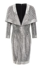 Sally Lapointe Striped Sequin Cape Dress