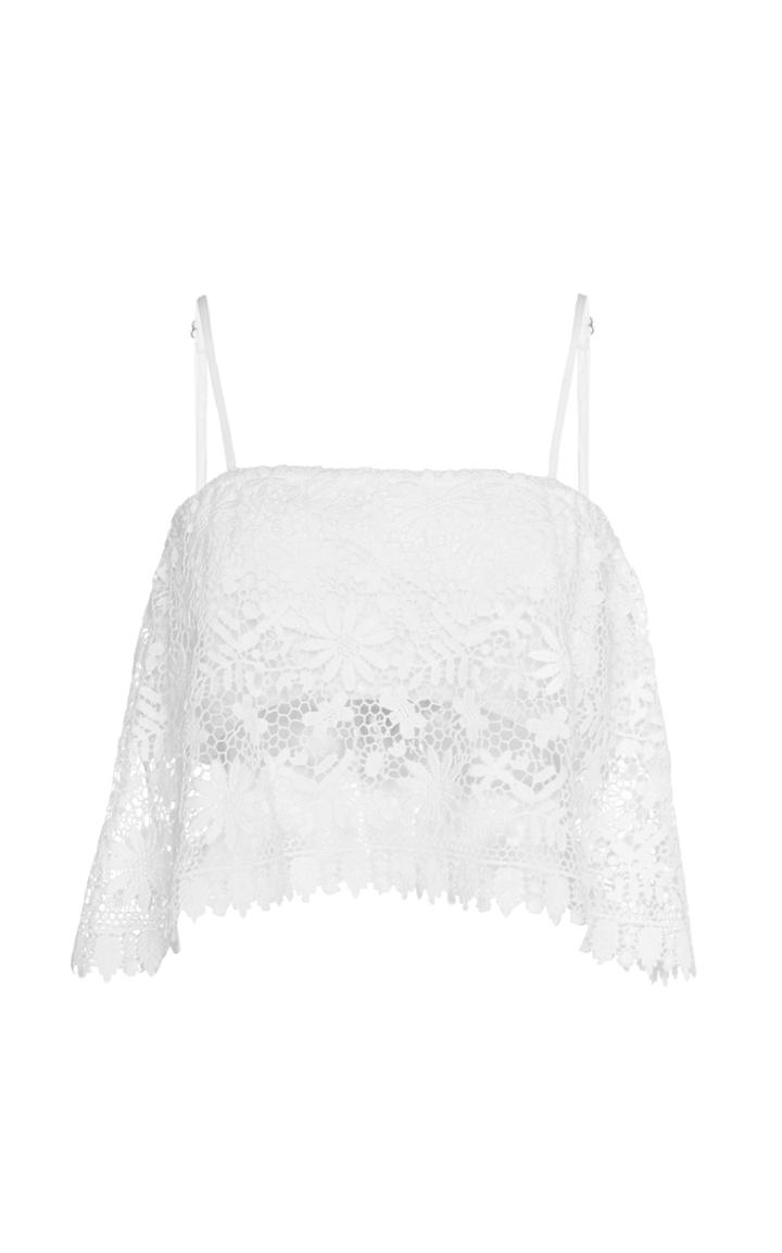 Miguelina Cada Cropped Linen Lace Top