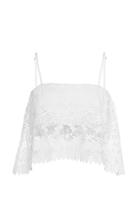 Miguelina Cada Cropped Linen Lace Top