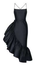 Rasario Ruffled Asymmetric Silk Midi Dress Size: 34