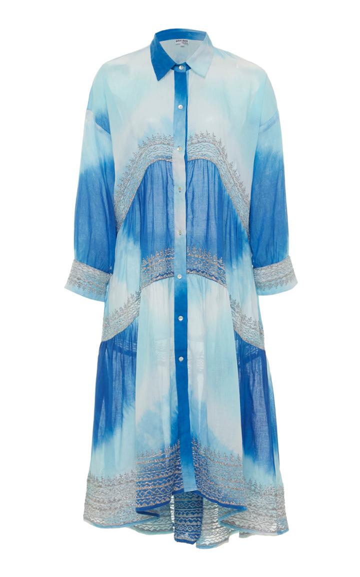 Juliet Dunn Tie Dye Oversized Cotton Shirt Dress