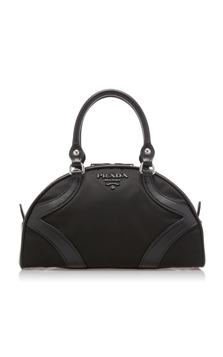 Moda Operandi Prada Leather And Nylon Top Handle Bag