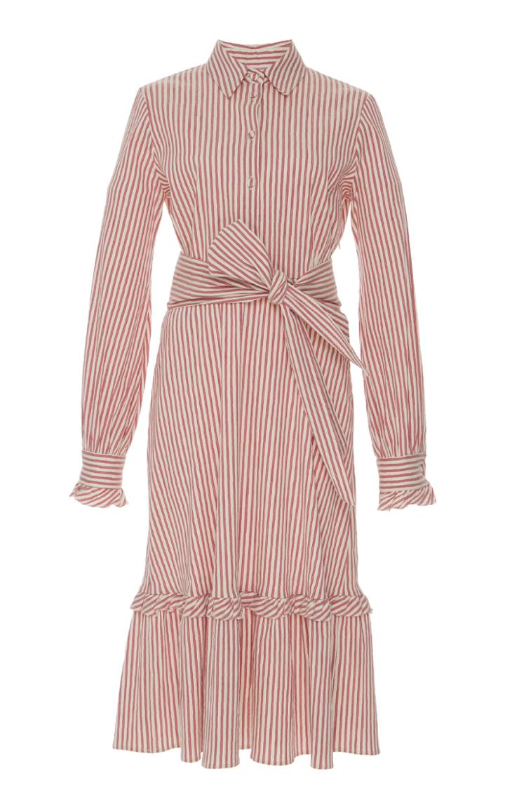 Luisa Beccaria Linen Stripe Chemisier Top