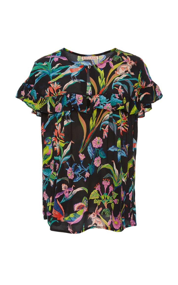 Banjanan Paula Floral Silk Crepe Top