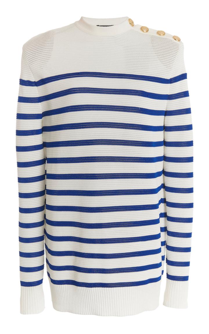 Balmain Stripe Button Detail Sweater