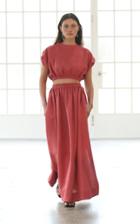 Matteau Swim Gathered Linen High-rise Skirt