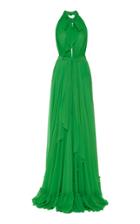 Moda Operandi Dundas Ruffled Silk Halter Maxi Dress Size: 38
