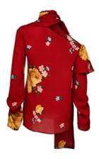 Magda Butrym Long Sleeve One Shoulder Blouse