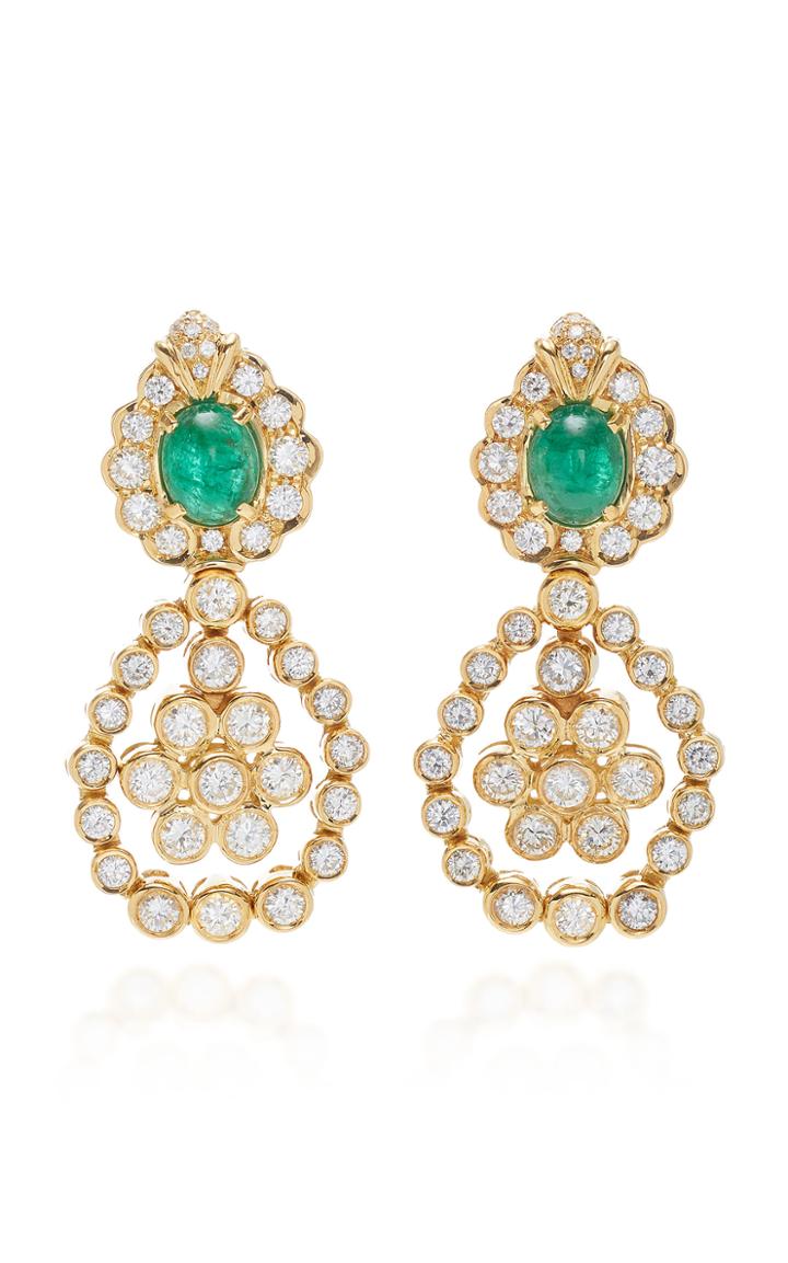 Giovane 18k Gold Emerald And Diamond Earrings