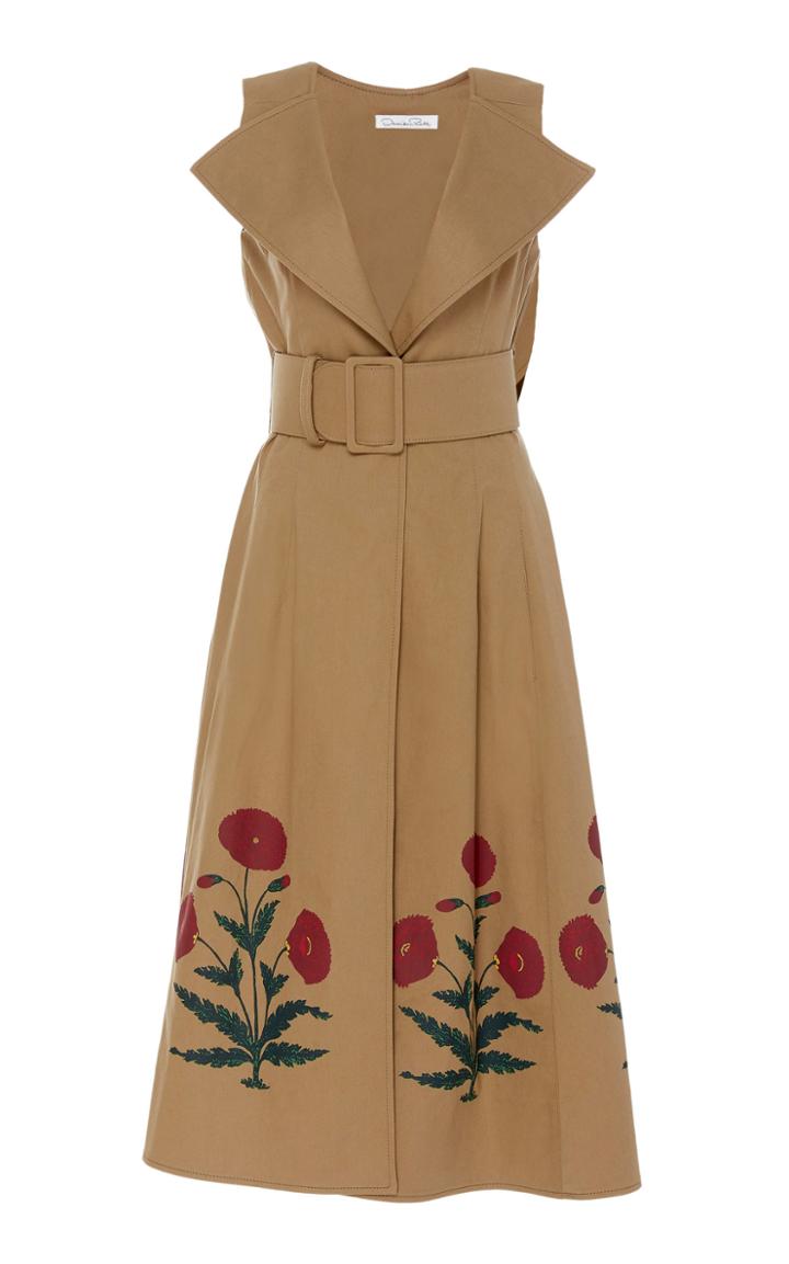 Oscar De La Renta Cotton Sleeveless Trench Dress