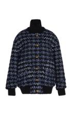Alessandra Rich Oversized Denim Tweed Coat
