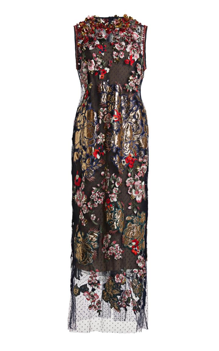 Moda Operandi Biyan Ilastra Printed Lame Dress