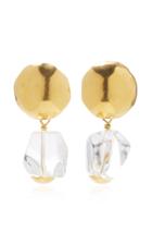 Annie Costello Brown Gold-plated And Crystal Earrings