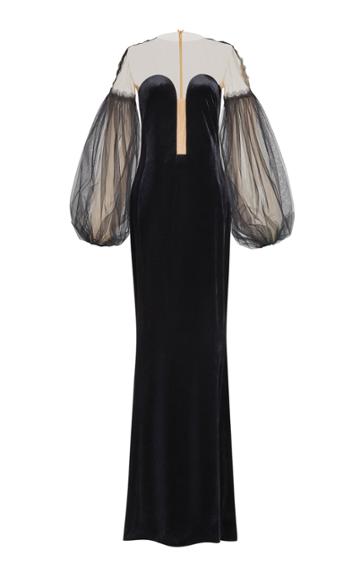 Yanina Demi Couture Velvet Column Dress