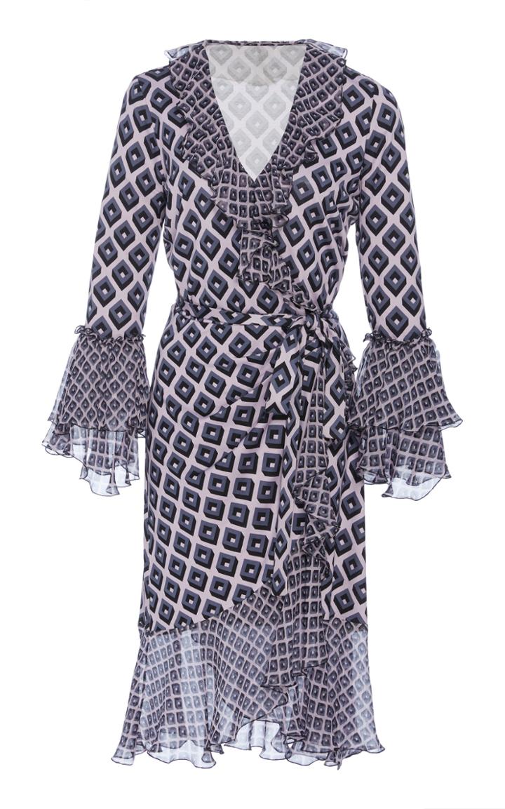 Diane Von Furstenberg Tiered Ruffle Wrap Dress