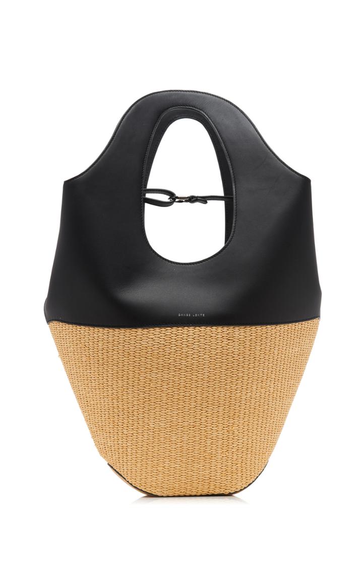 Danse Lente Big Leather-trimmed Raffia Tote