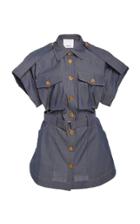 Acler Delton Belted Chambray Mini Dress