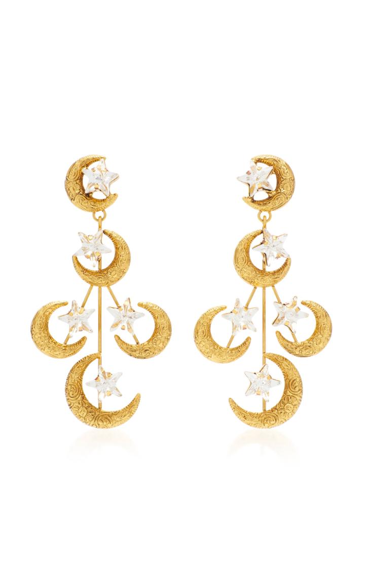 Jennifer Behr Solstice Antique Gold Crystal Earrings