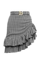Moda Operandi Balmain Ruffled Gingham Cotton-blend Seersucker Mini Skirt