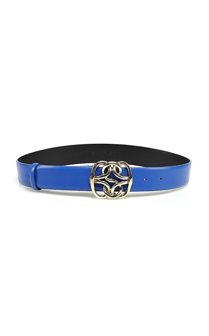 Moda Operandi Alberta Ferretti Silver-tone Woven Buckle Leather Belt