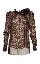 Magda Butrym Canazei Ruffle Neck Leopard Blouse