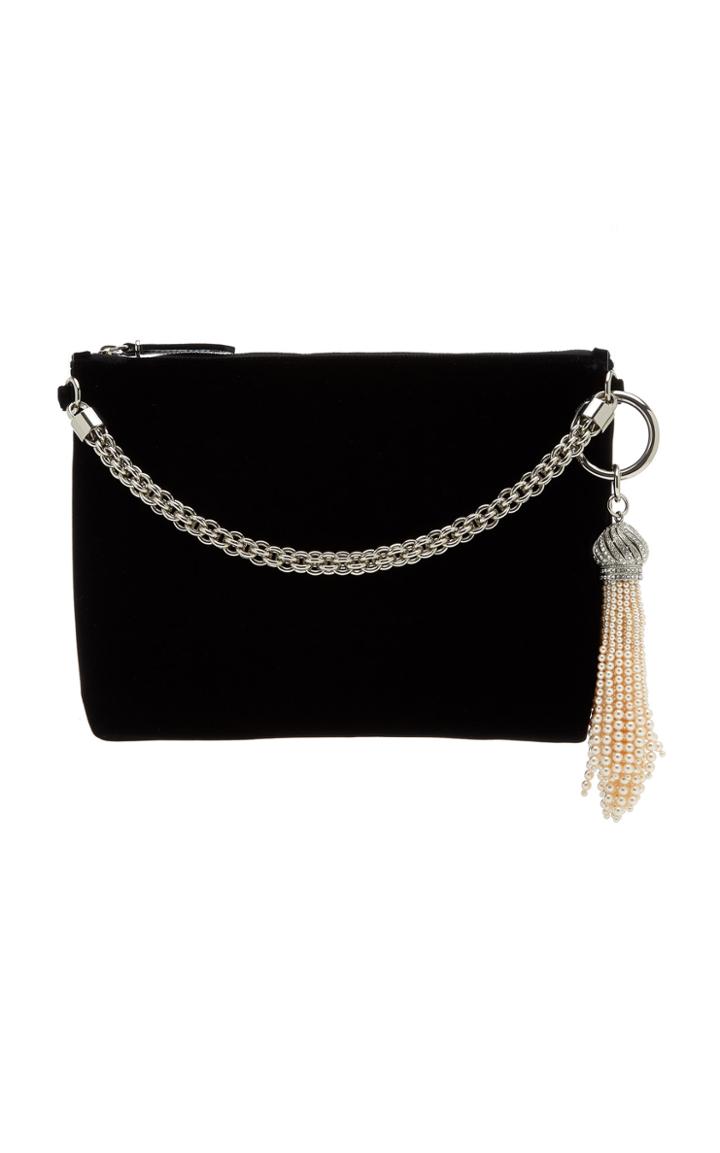 Jimmy Choo Callie Pearl-tasseled Velvet Clutch