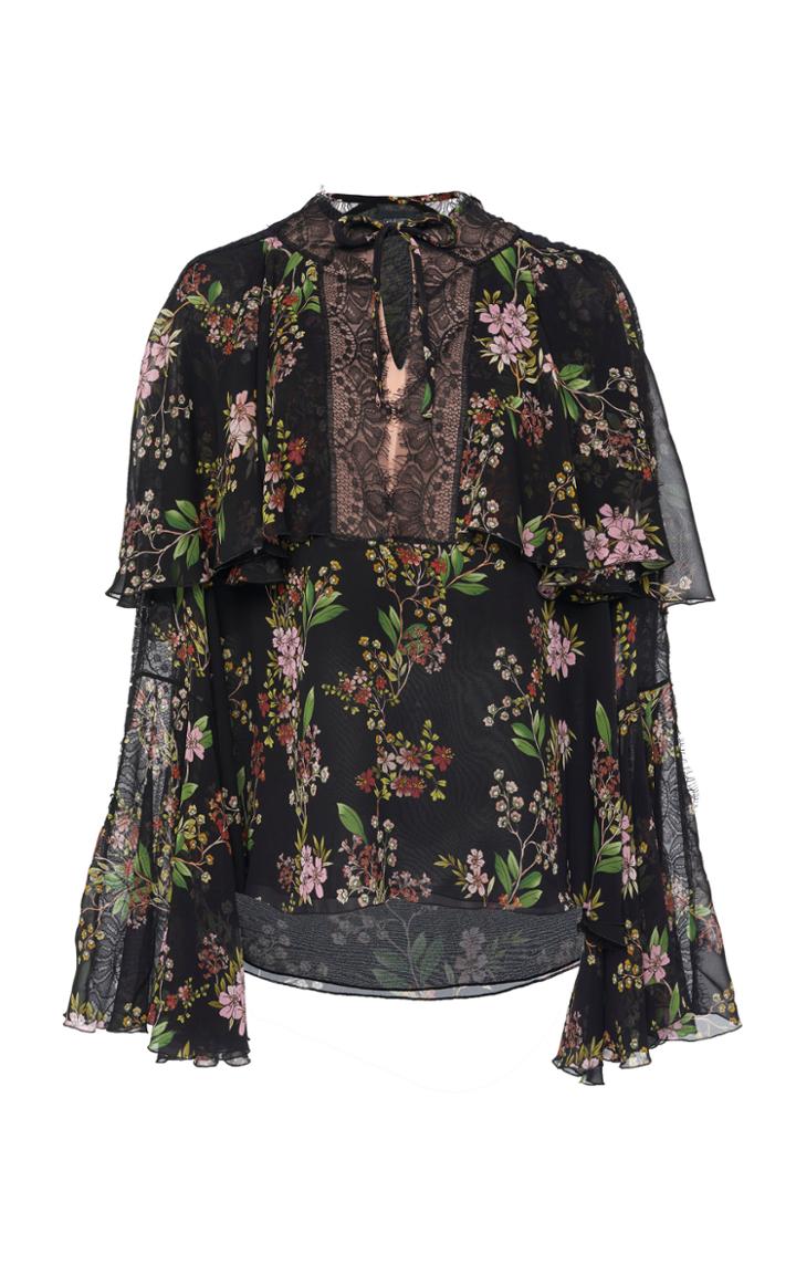 Giambattista Valli Floral Printed Silk Chiffon Shirt