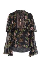 Giambattista Valli Floral Printed Silk Chiffon Shirt